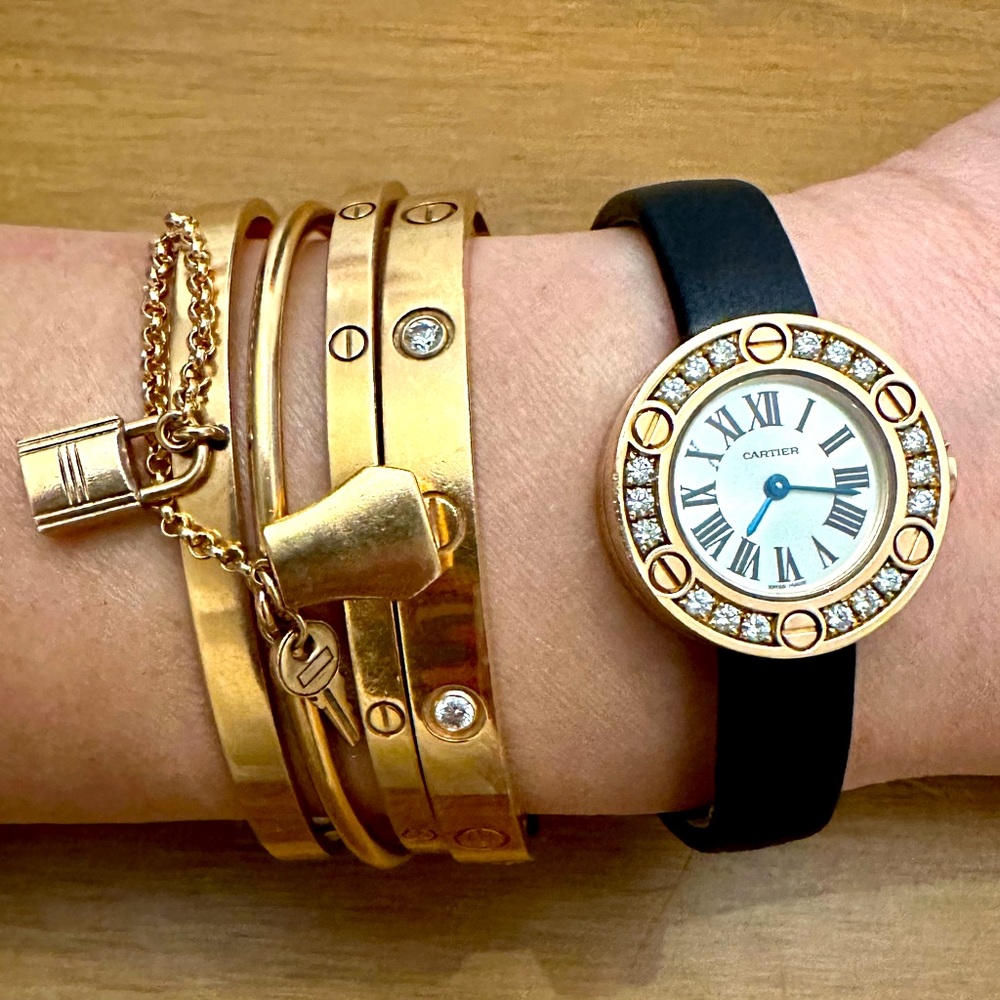 💯% Authentic Cartier 18K Rose Gold Diamond Watch